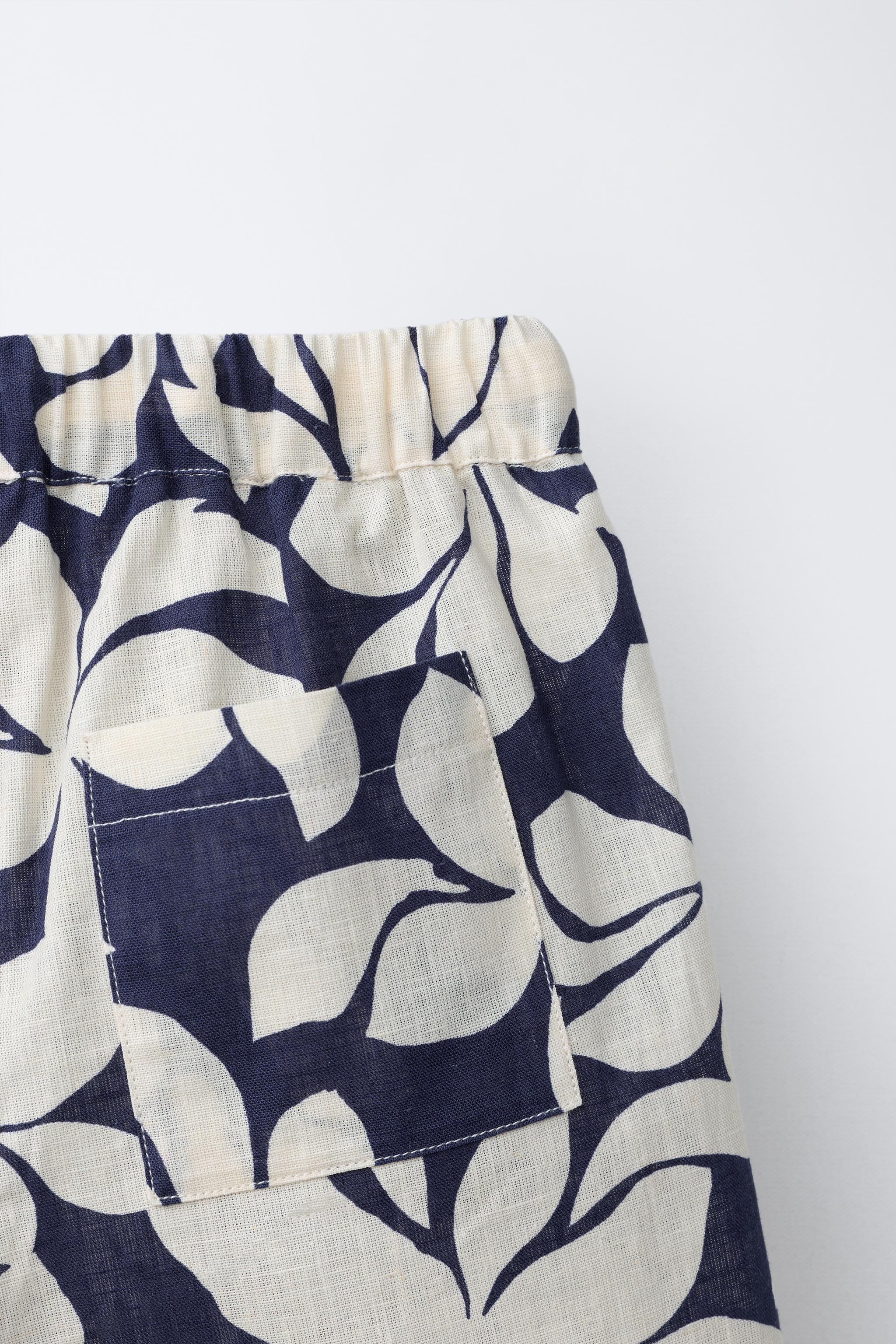 FLORAL PRINT SHORTS WITH COTTON AND LINEN